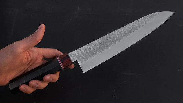 Hitohira Imojiya ST Tsuchime Damascus Gyuto 210mm Pakka Handle (Wa) - Tetogi