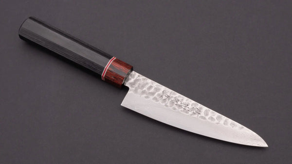 Hitohira Imojiya ST Tsuchime Damascus Utility 135mm Pakka Handle (Wa) - Tetogi