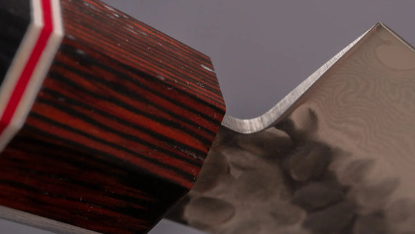 Hitohira Imojiya ST Tsuchime Damascus Utility 135mm Pakka Handle (Wa) - Tetogi
