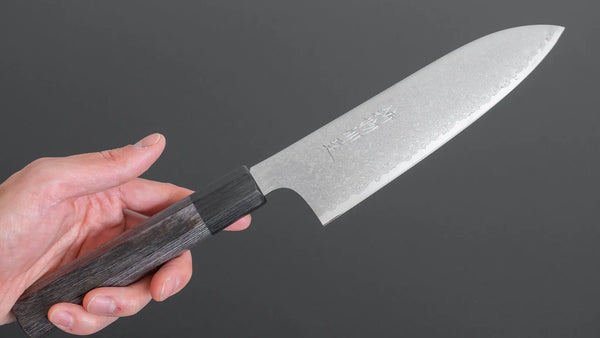 Hitohira Imojiya TH Damascus Santoku 180mm Pakka Handle (Gray) - Tetogi