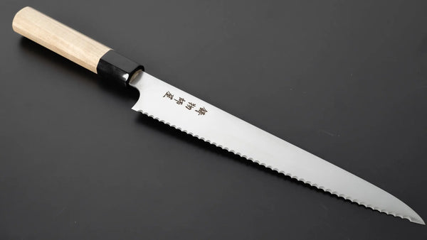 Hitohira Imojiya TH Stainless Bread Knife 240mm Ho Wood Handle (Wa) - Tetogi