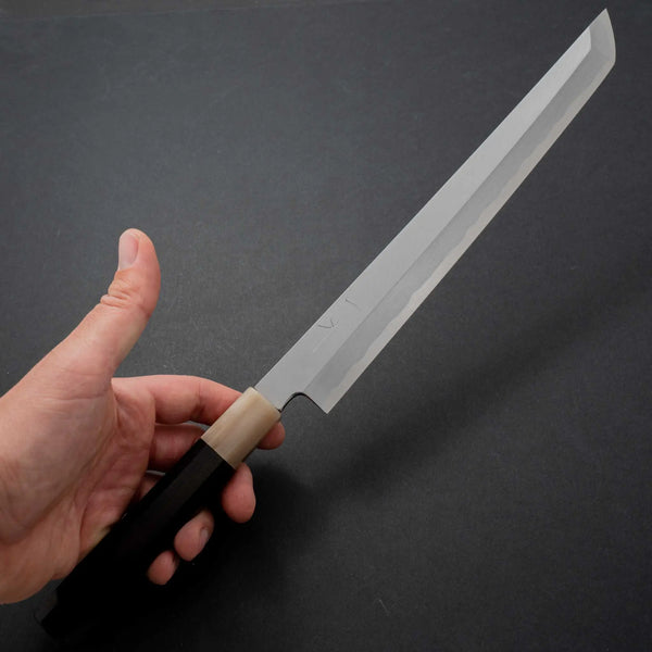 Hitohira Kikuchiyo Manzo Blue #2 Yanagi Sakimaru 270mm Ebony Handle (Saya) - Tetogi
