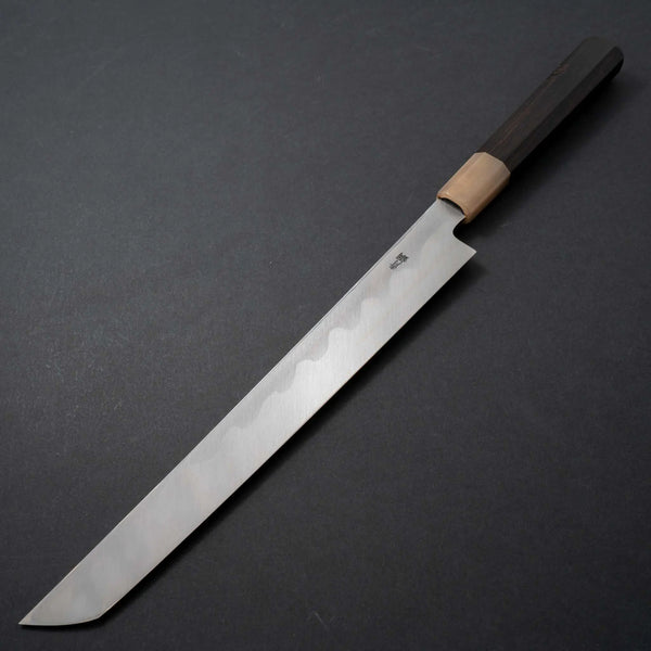 Hitohira Kikuchiyo Manzo Blue #2 Yanagi Sakimaru 270mm Ebony Handle (Saya) - Tetogi