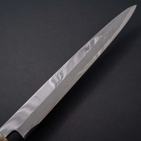 Hitohira Kikuchiyo Mosuke Enmon White #1 Yanagiba 300mm Ziricote Handle (Mirror Polished/ Saya) - Tetogi