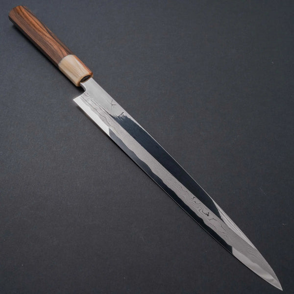 Hitohira Kikuchiyo Mosuke Enmon White #1 Yanagiba 300mm Ziricote Handle (Mirror Polished/ Saya) - Tetogi