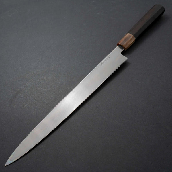 Hitohira Kikuchiyo Mosuke White #1 Mizu Honyaki Yanagiba 300mm Ebony Handle (Saya) - Tetogi