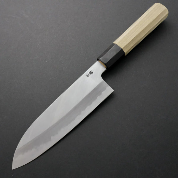Hitohira Kikuchiyo Ren White #2 Santoku 180mm Ho Wood Handle - Tetogi