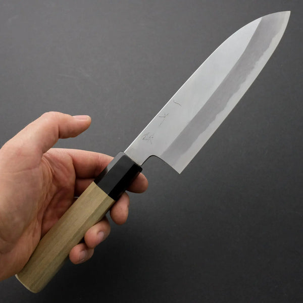 Hitohira Kikuchiyo Ren White #2 Santoku 180mm Ho Wood Handle - Tetogi