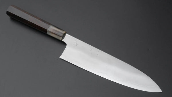 Hitohira Kikuchiyo Rou Silver #3 Fully Mirror Polished Gyuto 210mm Ebony Handle - Tetogi