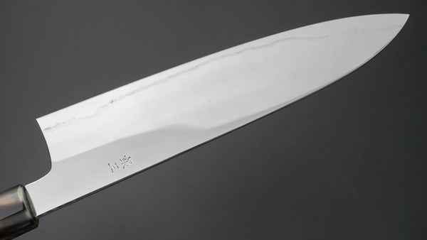 Hitohira Kikuchiyo Rou Silver #3 Fully Mirror Polished Gyuto 210mm Ebony Handle - Tetogi