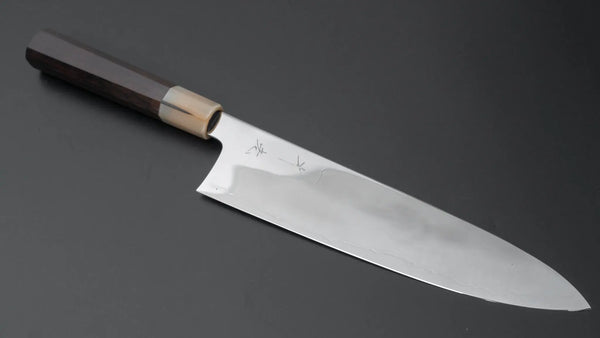 Hitohira Kikuchiyo Rou Silver #3 Fully Mirror Polished Gyuto 240mm Ebony Handle - Tetogi