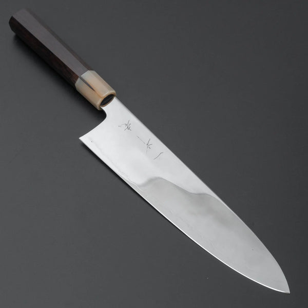 Hitohira Kikuchiyo Rou Silver #3 Fully Mirror Polished Gyuto 240mm Ebony Handle - Tetogi