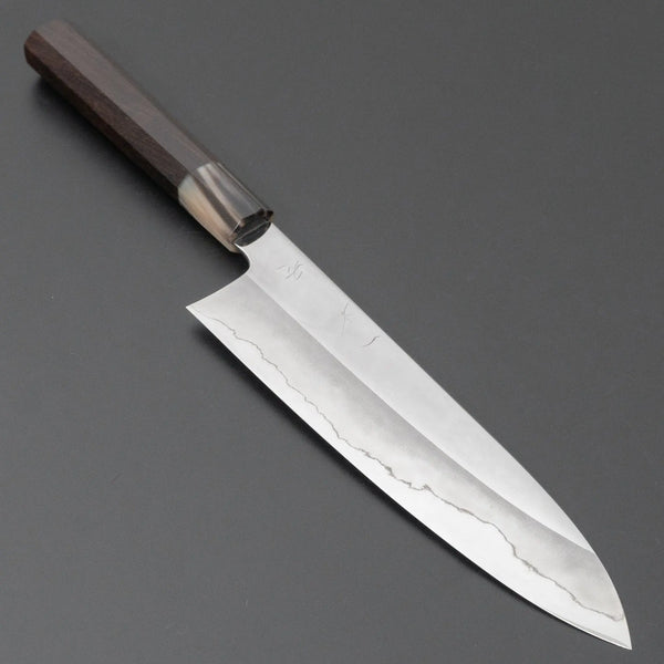 Hitohira Kikuchiyo Rou Silver #3 Mirror Polished Gyuto 210mm Ebony Handle - Tetogi