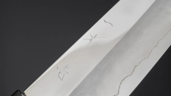 Hitohira Kikuchiyo Rou Silver #3 Mirror Polished Gyuto 210mm Ebony Handle - Tetogi