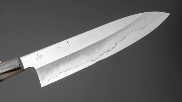 Hitohira Kikuchiyo Rou Silver #3 Mirror Polished Gyuto 210mm Ebony Handle - Tetogi