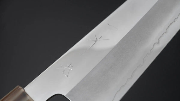 Hitohira Kikuchiyo Rou Silver #3 Mirror Polished Gyuto 240mm Ebony Handle - Tetogi
