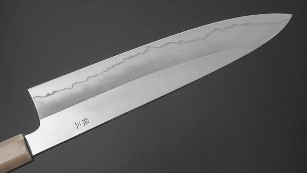 Hitohira Kikuchiyo Rou Silver #3 Mirror Polished Gyuto 240mm Ebony Handle - Tetogi