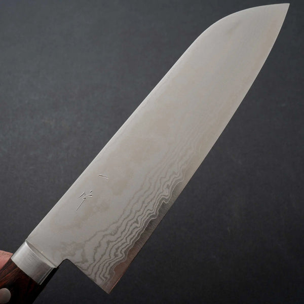 Hitohira NM Damascus Santoku 165mm Imitation Mahogany Handle - Tetogi