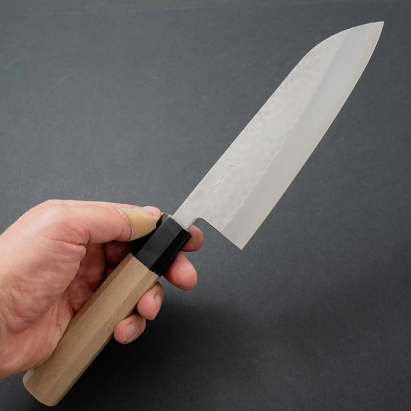 Hitohira NM Tsuchime Santoku 170mm Ho Wood Handle - Tetogi
