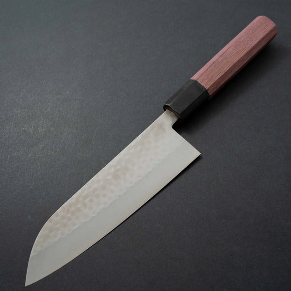 Hitohira NM Tsuchime Santoku 170mm Purpleheart Handle - Tetogi