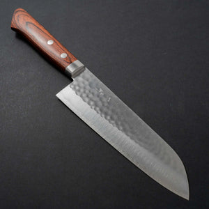 Hitohira NM Tsuchime Santoku Imitation Mahogany Handle - Tetogi