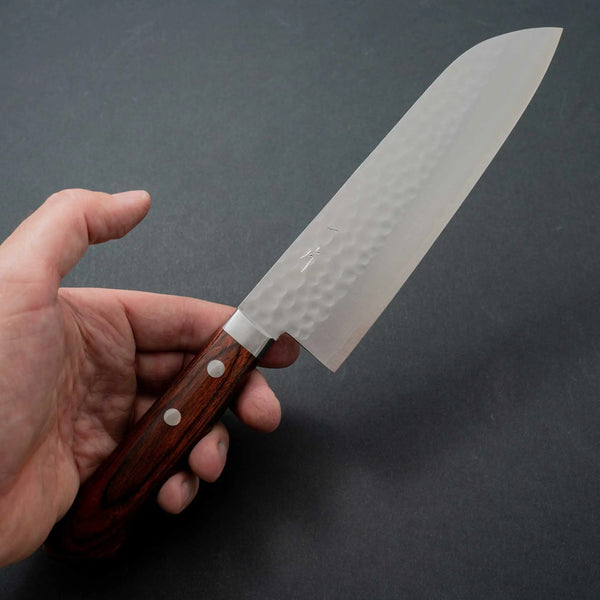 Hitohira NM Tsuchime Santoku Imitation Mahogany Handle - Tetogi