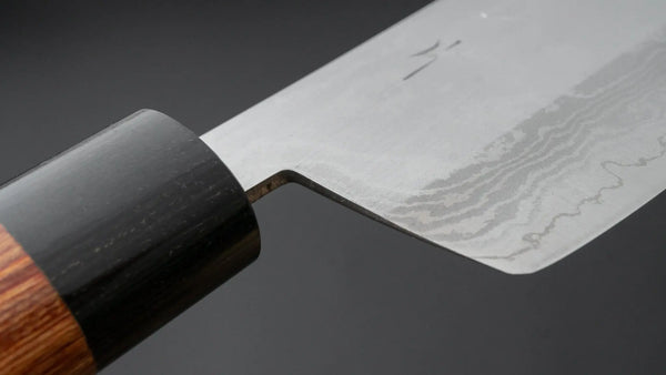 Hitohira NM V1 Damascus Nakiri 160mm Brown Pakka Handle (Kanto Style) - Tetogi