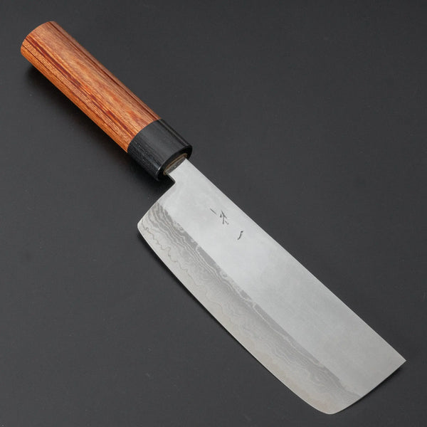 Hitohira NM V1 Damascus Nakiri 160mm Brown Pakka Handle (Kanto Style) - Tetogi