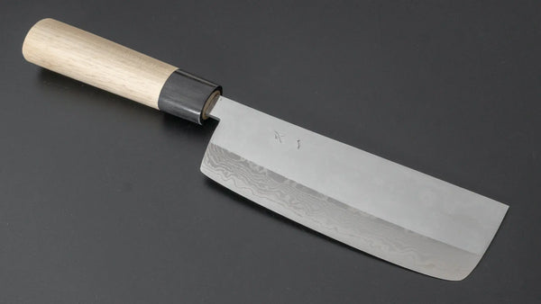 Hitohira NM V1 Damascus Nakiri 160mm Ho Wood Handle (Kanto Style) - Tetogi