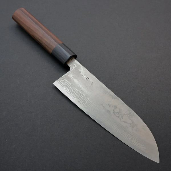 Hitohira Setsu Forged VG-10 Damascus Santoku 165mm Rosewood Handle - Tetogi