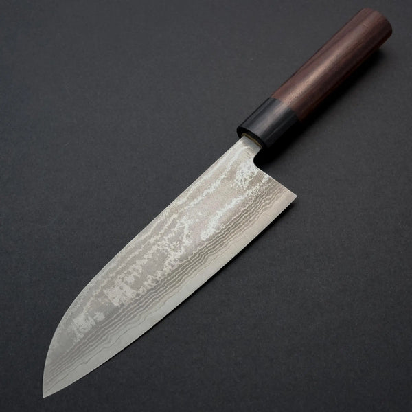 Hitohira Setsu Forged VG-10 Damascus Santoku 165mm Rosewood Handle - Tetogi