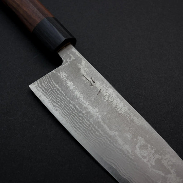 Hitohira Setsu Forged VG-10 Damascus Santoku 165mm Rosewood Handle - Tetogi