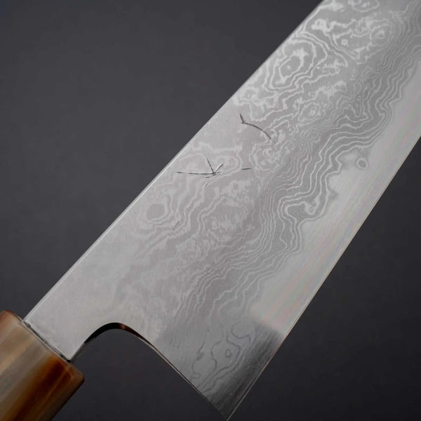 Hitohira Tanaka Kyuzo Blue #1 Damascus Gyuto 240mm Taihei Makassar Ebony Handle - Tetogi