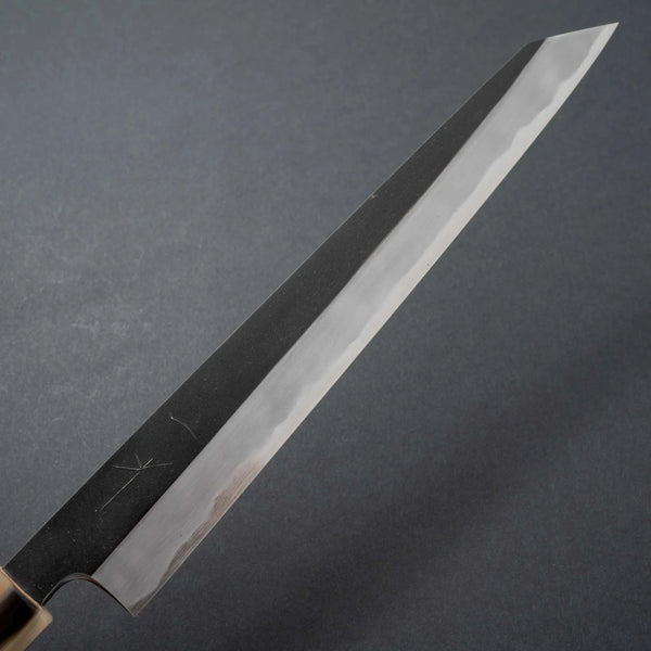 Hitohira Tanaka Kyuzo Blue #1 Kurouchi Kiritsuke Sujihiki 240mm Yakusugi Cedar Handle - Tetogi