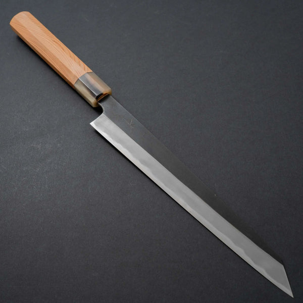 Hitohira Tanaka Kyuzo Blue #1 Kurouchi Kiritsuke Sujihiki 240mm Yakusugi Cedar Handle - Tetogi