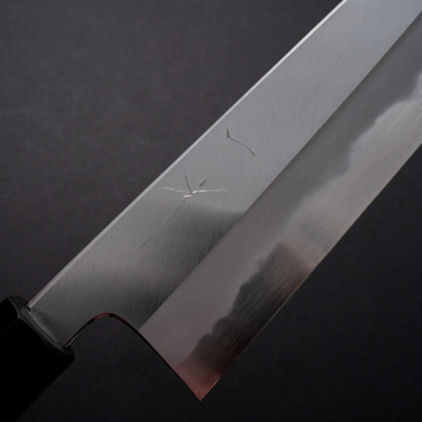 Hitohira Tanaka Kyuzo Blue #1 Migaki Gyuto 240mm Taihei Makassar Ebony Handle (Black Horn) - Tetogi