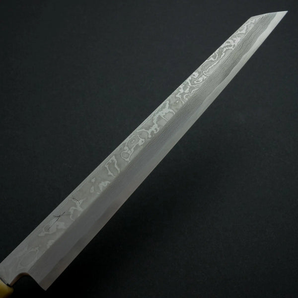 Hitohira Tanaka Manzo Blue #1 Damascus Kiritsuke Yanagiba 270mm Ebony Handle (Saya) - Tetogi