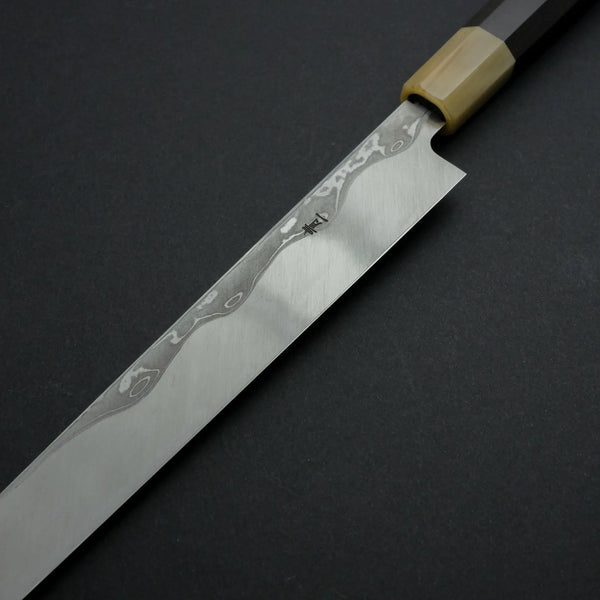 Hitohira Tanaka Manzo Blue #1 Damascus Kiritsuke Yanagiba 270mm Ebony Handle (Saya) - Tetogi