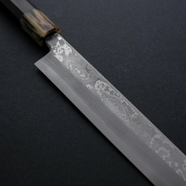 Hitohira Tanaka Manzo Blue #1 Damascus Kiritsuke Yanagiba 300mm Ebony Handle (Saya) - Tetogi