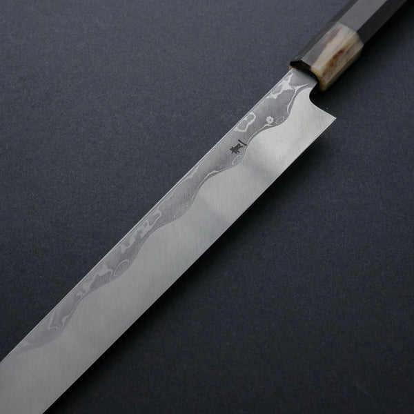Hitohira Tanaka Manzo Blue #1 Damascus Kiritsuke Yanagiba 300mm Ebony Handle (Saya) - Tetogi