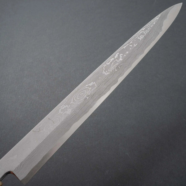 Hitohira Tanaka Manzo Blue #1 Damascus Yanagiba 300mm Ebony Handle (Saya) - Tetogi
