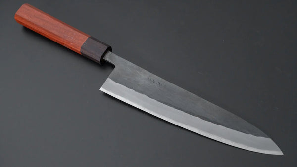 Hitohira TD Blue #2 Stainless Clad Kurouchi Gyuto 210mm Padauk Handle - Tetogi