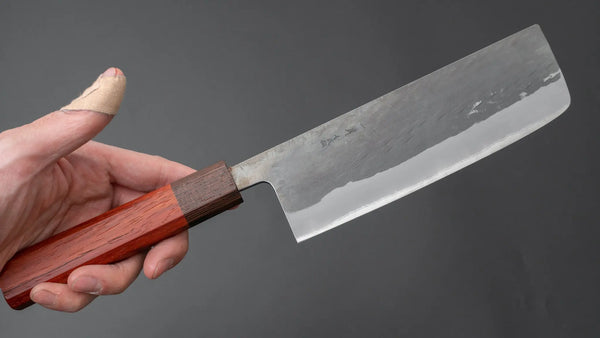 Hitohira TD Blue #2 Stainless Clad Kurouchi Nakiri 165mm Padauk Handle - Tetogi