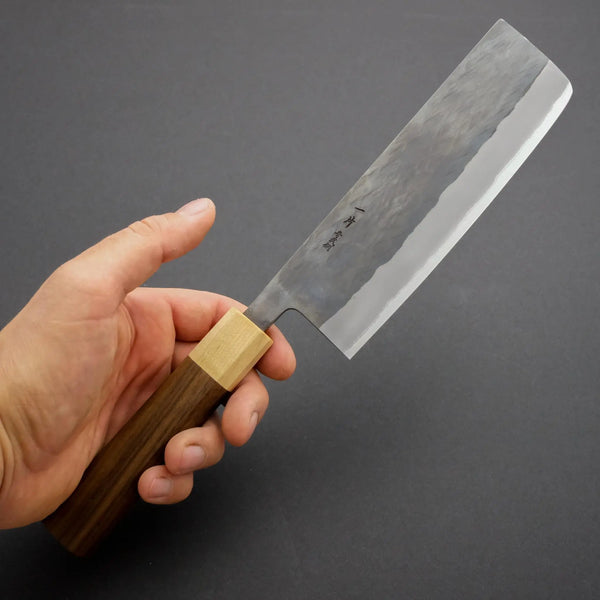 Hitohira TD Blue #2 Stainless Clad Kurouchi Nakiri 165mm Walnut Handle - Tetogi