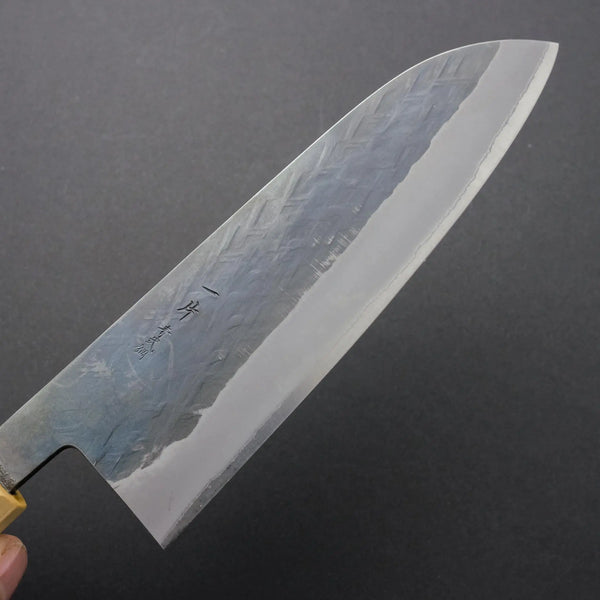 Hitohira TD Blue #2 Stainless Clad Kurouchi Santoku 165mm Walnut Handle - Tetogi
