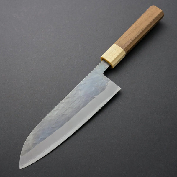 Hitohira TD Blue #2 Stainless Clad Kurouchi Santoku 165mm Walnut Handle - Tetogi