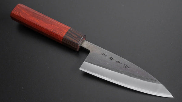 Hitohira TD Blue #2 Stainless Clad Kurouchi Utility 105mm Padauk Handle - Tetogi