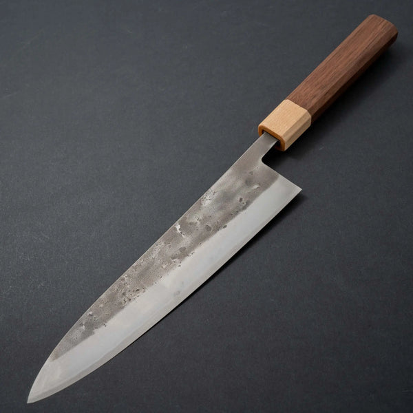 Hitohira TD Blue #2 Stainless Clad Nashiji Gyuto 210mm Walnut Handle - Tetogi
