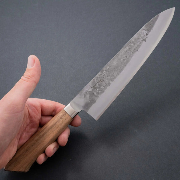 Hitohira TD Blue #2 Stainless Clad Nashiji Yo Gyuto 210mm Walnut Handle - Tetogi