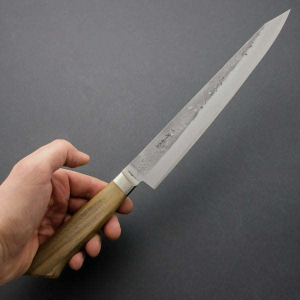 Hitohira TD Blue #2 Stainless Clad Nashiji Yo Sujihiki 240mm Walnut Handle - Tetogi